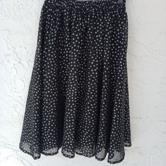 TRULY 4 YOU Petite Polka Dot Black & Grey Skirt w/ Elastic Waist & Belt Size PS - Picture 4 of 6